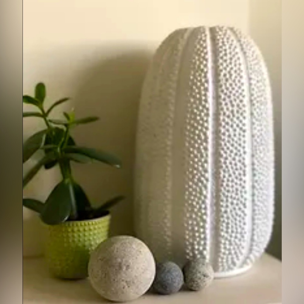 Vtg Mcm Bisque Sea Urchin Vase Decor